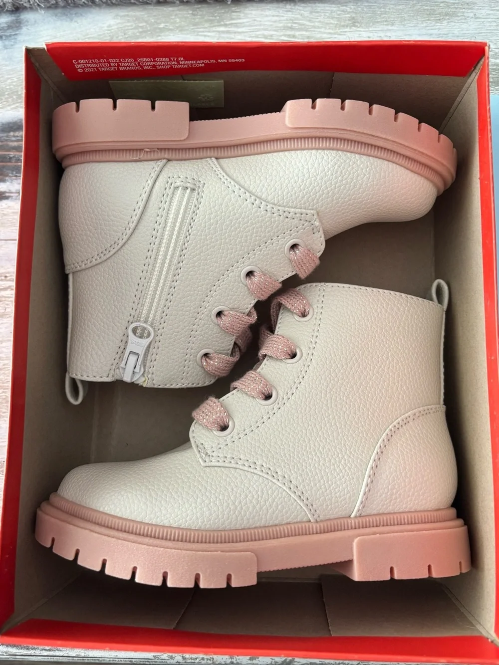 New Toddler Girls' Amaya Zipper Lace-Up Combat Boots 9T
